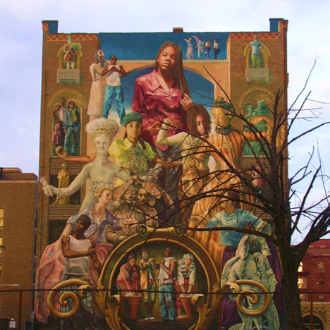 “Common Threads” mural by artist Meg Saligman, located at Broad and Spring Garden streets, photo by Jason Murphy Photography
