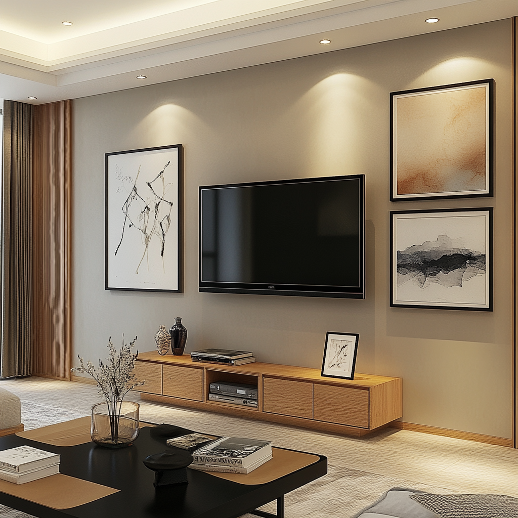 Paintings on TV wall