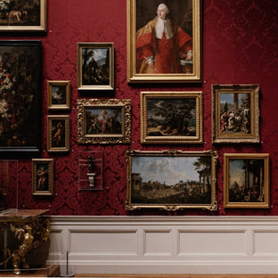  A stunning classical gallery wall on wallpaper (Photo by Andrew Neel) 