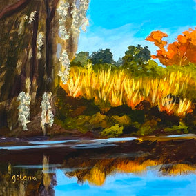 acrylic painting by JoAnn Golenia titled Spanish Moss and River Grasses