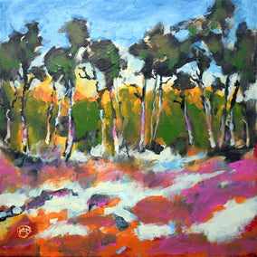 acrylic painting by Kip Decker titled Pines and Dunes