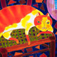 Original art for sale at UGallery.com | Ginger Cat by Yelena Sidorova | $1,200 | mixed media artwork | 24' h x 24' w | thumbnail 4