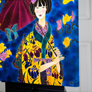 Japanese Girl in Iris Kimono by Yelena Sidorova |  Side View of Artwork 