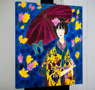 Japanese Girl in Iris Kimono by Yelena Sidorova |  Context View of Artwork 