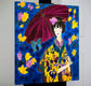 Original art for sale at UGallery.com | Japanese Girl in Iris Kimono by Yelena Sidorova | $1,800 | mixed media artwork | 30' h x 30' w | thumbnail 3