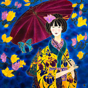 Japanese Girl in Iris Kimono by Yelena Sidorova |  Artwork Main Image 