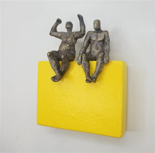 Couple on Yellow Rectangle by Yelitza Diaz |  Side View of Artwork 