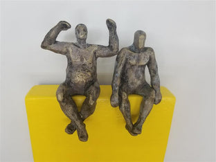 Couple on Yellow Rectangle by Yelitza Diaz |   Closeup View of Artwork 