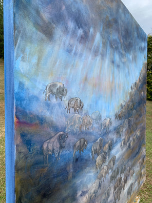 Bison Beneath the Light by Alana Clumeck |  Side View of Artwork 