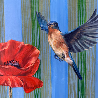 Bluebird and Poppy by Alana Clumeck |   Closeup View of Artwork 