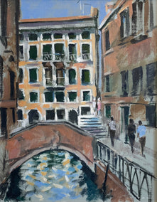 oil painting by Andrew Hird titled From Ponte delle Erbe, Cannaregio