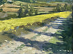 Original art for sale at UGallery.com | Morning Sunshine, Towards Cavallano by Andrew Hird | $1,200 | oil painting | 8' h x 15.75' w | thumbnail 4