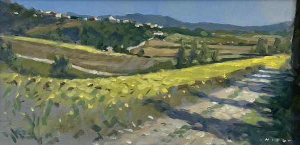 oil painting by Andrew Hird titled Morning Sunshine, Towards Cavallano