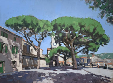 oil painting by Andrew Hird titled Place de la Castre, Cannes