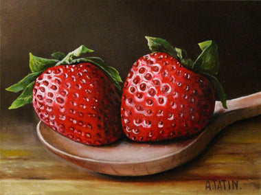 oil painting by Art Tatin titled Strawberries Are Good for You