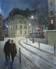 acrylic painting by Bertrand Girard titled Soirée D'Hiver