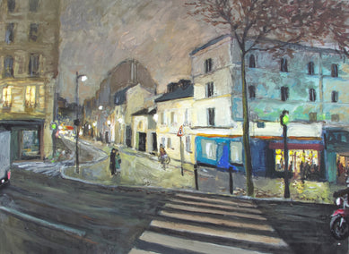 acrylic painting by Bertrand Girard titled Un Soir d'Automne à Paris