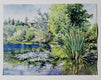 Original art for sale at UGallery.com | Waterlilies on Lake Temescal by Catherine McCargar | $1,300 | watercolor painting | 18' h x 24' w | thumbnail 3