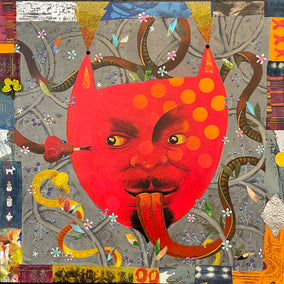 mixed media artwork by Darlene McElroy titled His Words Came Back to Get Him