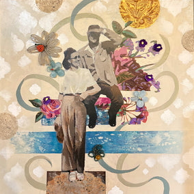 mixed media artwork by Darlene McElroy titled Romance in the 40's