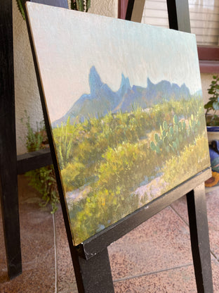 Morning Light on the Mule Ears by David Forks |  Side View of Artwork 