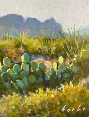Morning Light on the Mule Ears by David Forks |   Closeup View of Artwork 