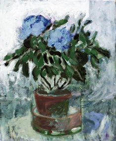 oil painting by David Kihlberg titled Mom’s Flowers on the Table