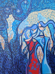 acrylic painting by Diana Elena Chelaru titled The Murmuring Forest