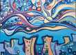 Original art for sale at UGallery.com | Sunrise over the City by Diana Elena Chelaru | $3,600 | acrylic painting | 36' h x 48' w | thumbnail 1