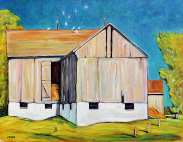 oil painting by Doug Cosbie titled Pennsylvania Dairy Barn