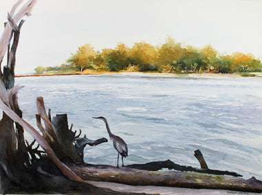 watercolor painting by Dwight Smith titled Morning Heron