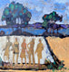 Original art for sale at UGallery.com | A Morning Walk by James Hartman | $675 | mixed media artwork | 12' h x 12' w | thumbnail 1