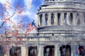 Original art for sale at UGallery.com | Capitol by James Nyika | $700 | watercolor painting | 15' h x 22' w | thumbnail 1