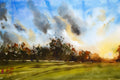 Original art for sale at UGallery.com | Fairwood Park Sunset by James Nyika | $700 | watercolor painting | 15' h x 22' w | thumbnail 1