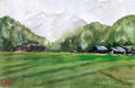 Original art for sale at UGallery.com | Rice Field by James Nyika | $700 | watercolor painting | 15' h x 22' w | thumbnail 1