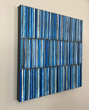 Blue Triple Stripes by Janet Hamilton |  Side View of Artwork 