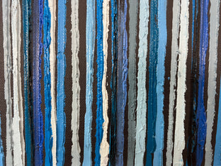 Blue Triple Stripes by Janet Hamilton |   Closeup View of Artwork 