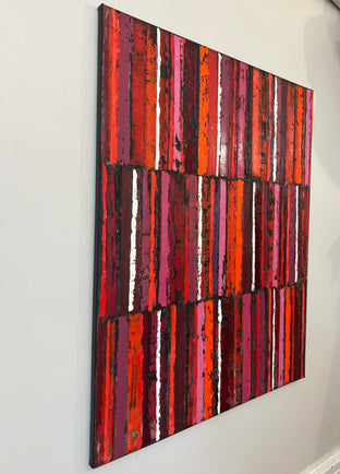 Red/Black Triple Stripes by Janet Hamilton |  Side View of Artwork 