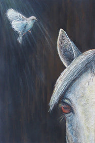 mixed media artwork by Jennifer Ross titled The Horse Whisperer