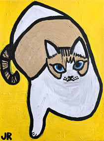 acrylic painting by Jessica JH Roller titled Cat on Yellow