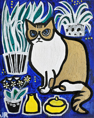 Cat with House Plants by Jessica JH Roller |  Artwork Main Image 