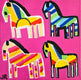 Original art for sale at UGallery.com | Four Rainbow Ponies by Jessica JH Roller | $350 | acrylic painting | 12' h x 12' w | thumbnail 1