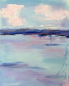 acrylic painting by JoAnn Golenia titled Lake Champlain Sailing