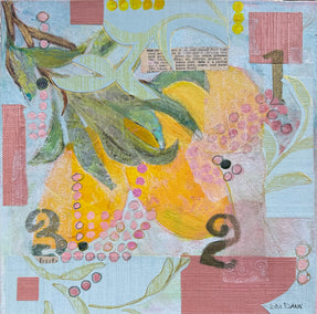 mixed media artwork by Jodi Dann titled Three Lemons