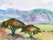 Original art for sale at UGallery.com | Acacia Trees 3 by Joe Giuffrida | $500 | watercolor painting | 15' h x 22' w | thumbnail 4