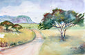 Original art for sale at UGallery.com | Acacia Trees 3 by Joe Giuffrida | $500 | watercolor painting | 15' h x 22' w | thumbnail 1