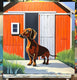 Original art for sale at UGallery.com | Dachshund Power by John Jaster | $1,100 | acrylic painting | 24' h x 24' w | thumbnail 3