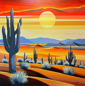 acrylic painting by John Jaster titled Sun over Sonoran Desert