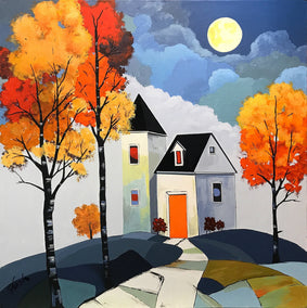 acrylic painting by John Jaster titled Under a Harvest Moon