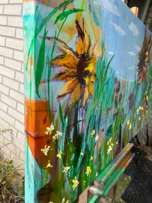 Sunflowers. 1 by Julia Hacker |  Side View of Artwork 